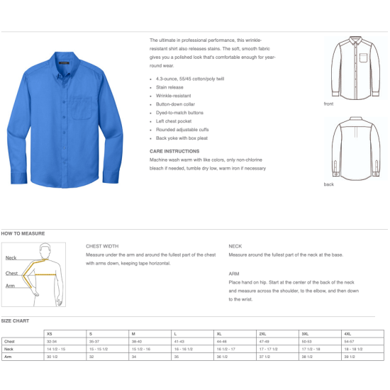 Port Authority Long Sleeve SuperPro React Twill Shirt