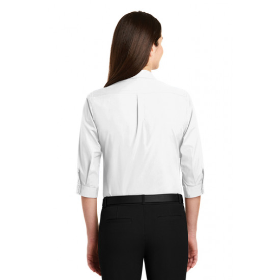 Ladies Port Authority 3/4-Sleeve Carefree Poplin Shirt