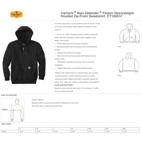 New Navy Carhartt Rain Defender Paxton Heavyweight Hooded Zip-Front Sweatshirt