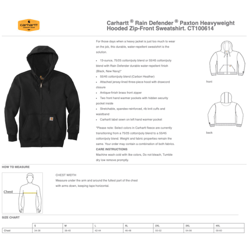 Carhartt Rain Defender Paxton Heavyweight Hooded Zip-Front Sweatshirt (New Navy)